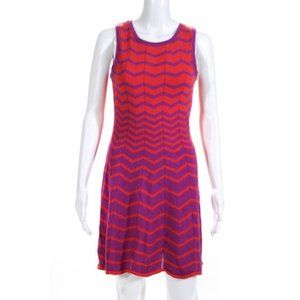 Trina Turk Women Sleeveless Scoop Neck Knit Dress Orange Purple Sz S #115